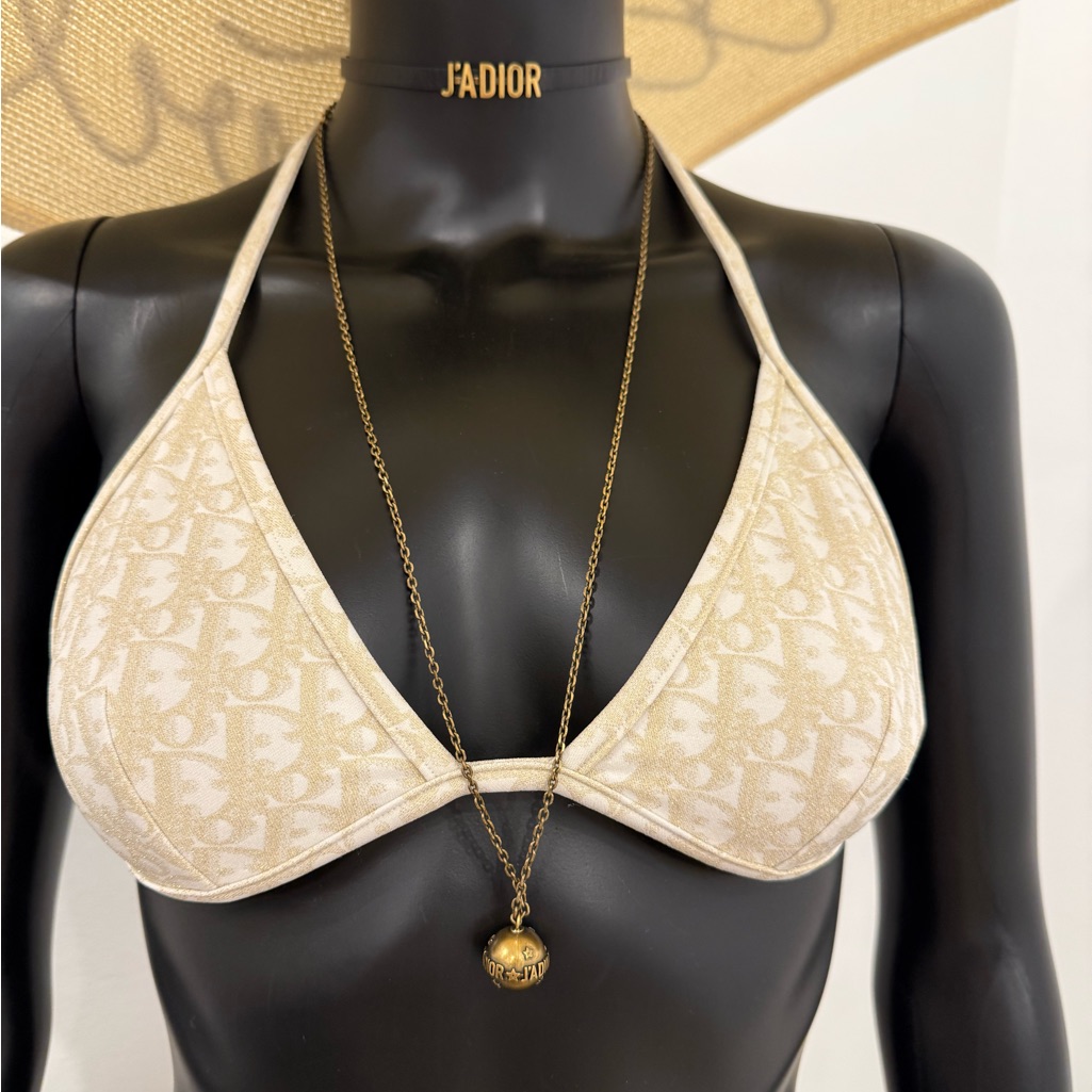 Dior Gold Monogram Bikini Set Size S New Condition